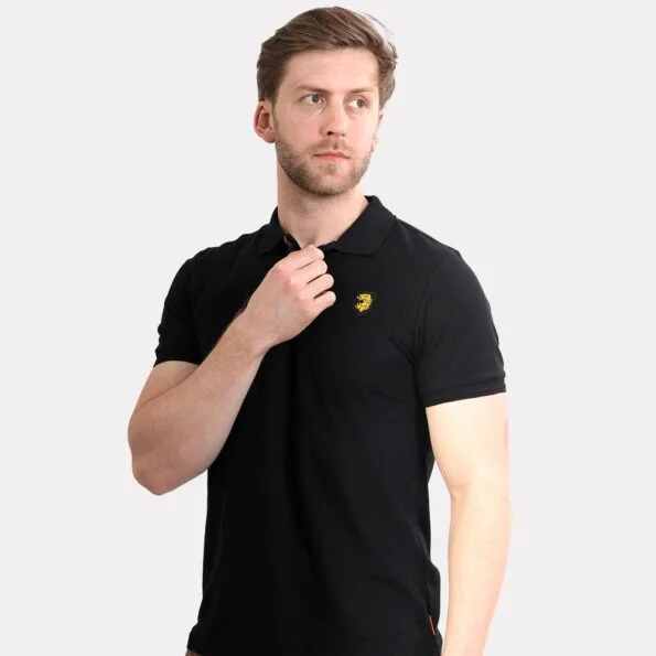 Lion Head Embroidered Polo - Black