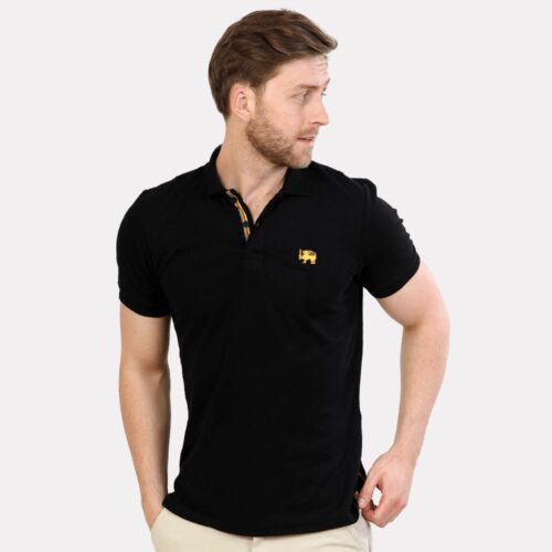 Lion With Sword Print Polo Black