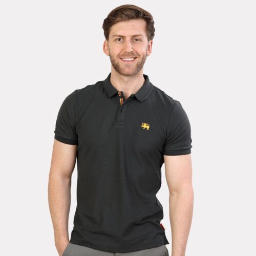 Lion With Sword Print Polo Dark Grey