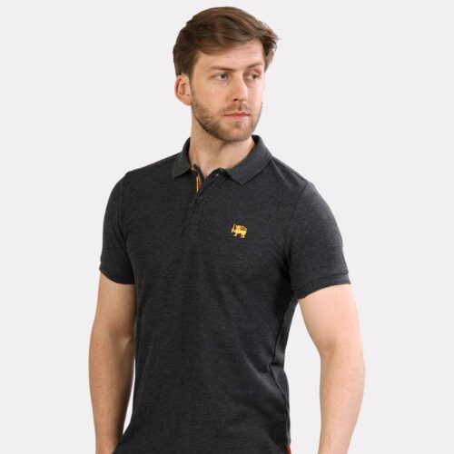 Lion With Sword Print Polo Grey