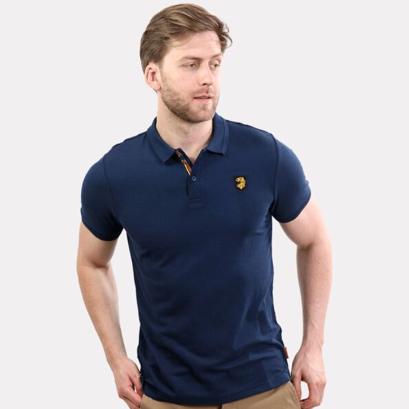 Lion Head Embroidered Polo - Army Blue