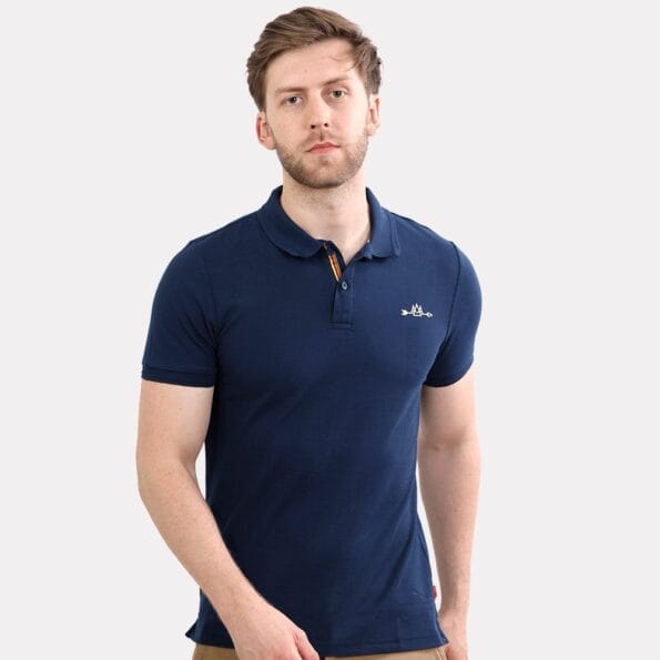 Arrow Print Polo - Dark Blue